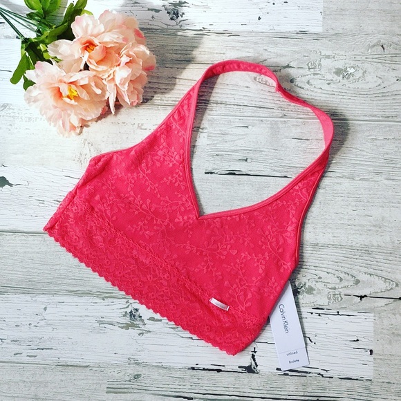 Calvin Klein Other - CK Coral Pink Lace Halter Bralette